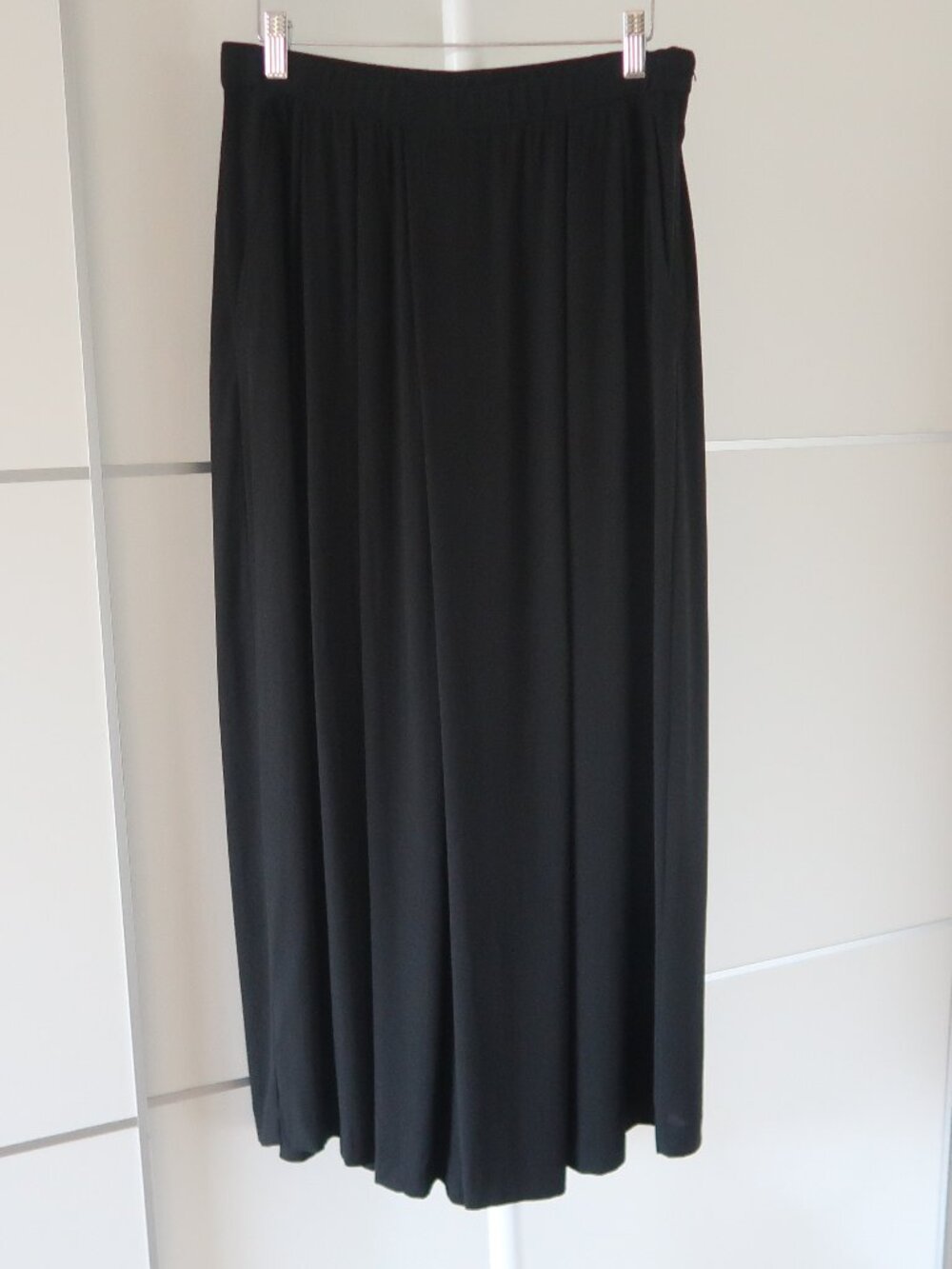 Eileen Fisher 100% Silk Wide Leg Palazzo Pants Black Flowy Minimalist Trousers S